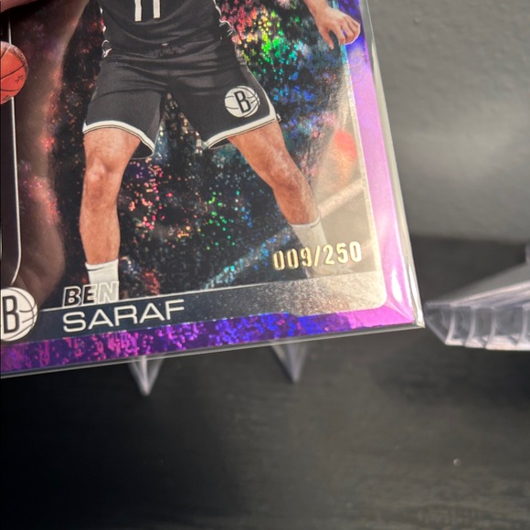 Brooklyn Nets NBA Topps Ben Saraf Purple Holo foil 9/250 Rookie Card - Picture 3 of 3